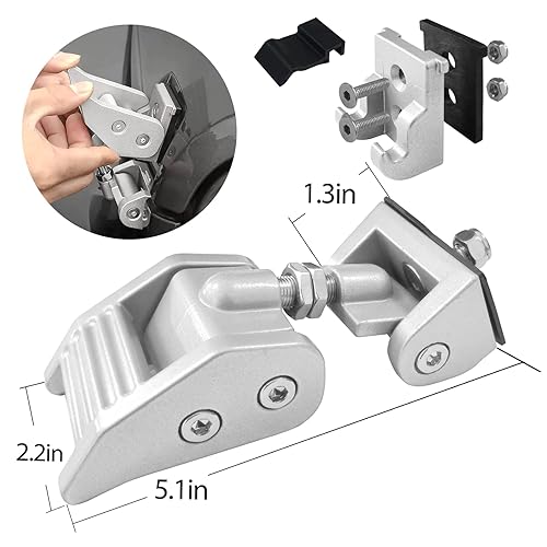 Miniatura 4 de STANVEE Pestillo de capó de aluminio compatible con Jeep Wrangler JK/JKU 2007-2017, JL/JLU 2018-2022 y Jeep Gladiator 2020-2022 (plateado)