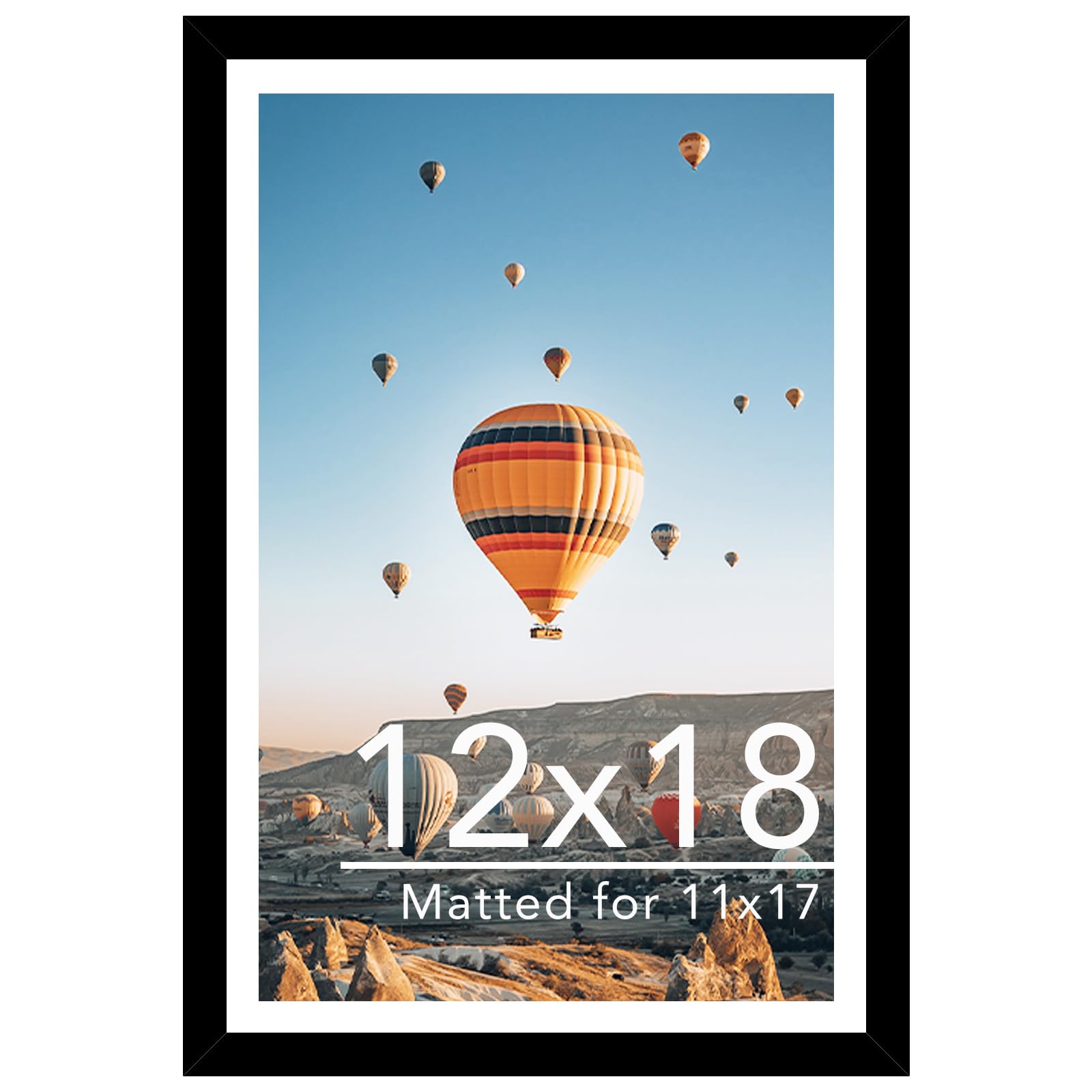 Photo 1 of JCJMY 12x18 Inch Wood Picture Frame with Mat - Black