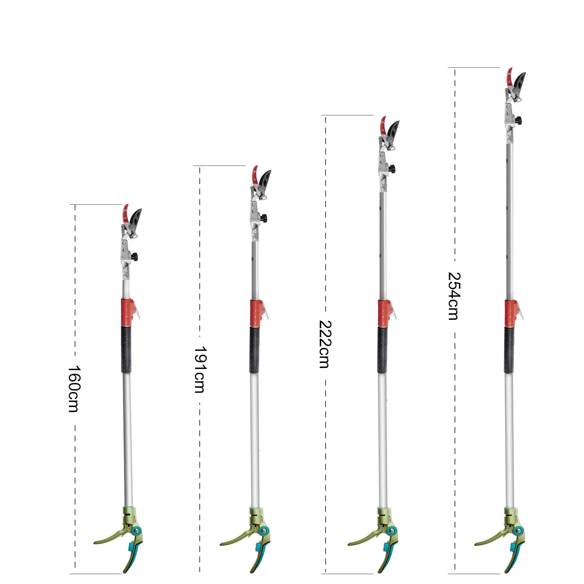 FLORA GUARD tijeras de podar telescópicas, 1,6-2,5 m, ligeras y robustas, recogedoras de frutas con cabezal de cuchilla pivotante, mango de aluminio ligero y telescópico, aptas para podar ramas.