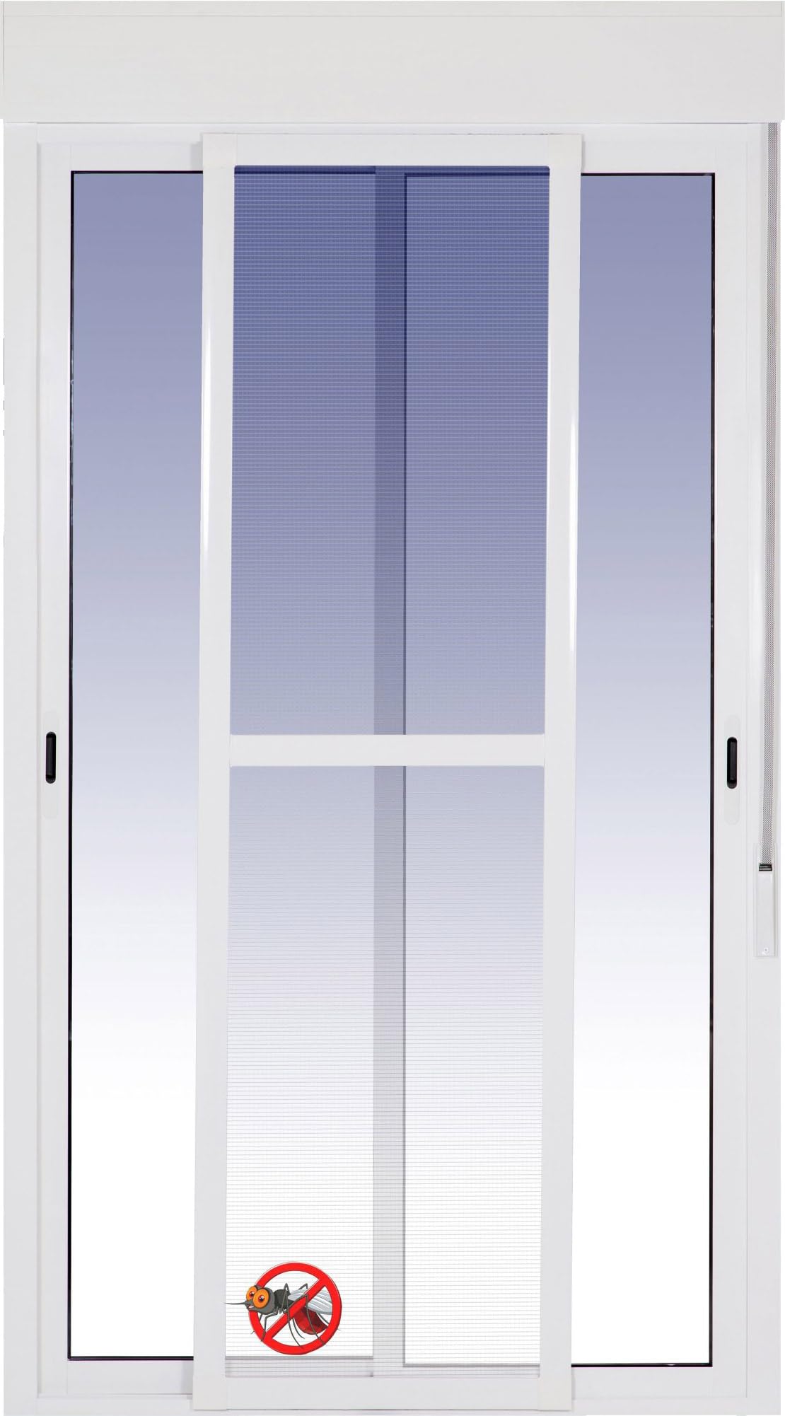 Ventanastock Puerta Balconera Aluminio Corredera Con Persiana (PVC) 1400×2185 2 hojas (marco y cajón persiana en kit) Con Mosquitera