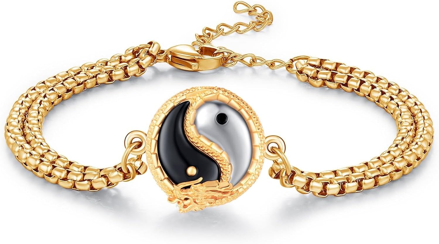 Yin Yang Dragon Bracelet for Men 925 Sterling Silver Yin Yang Bracelet Animal Bracelets Dragon Jewelry Birthday Gift for Men Women