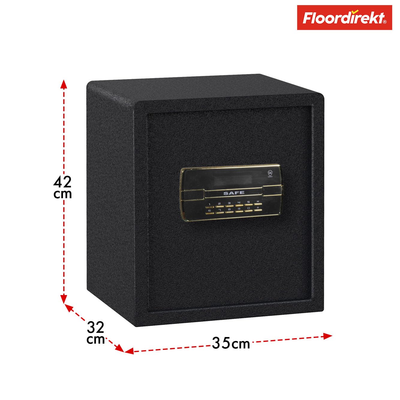 Floordirekt Caja fuerte serie - Caja de seguridad con diferentes métodos de cierre - Protección para el hogar y la oficina (Super Pit, 42 x 35,7 x 32 cm)