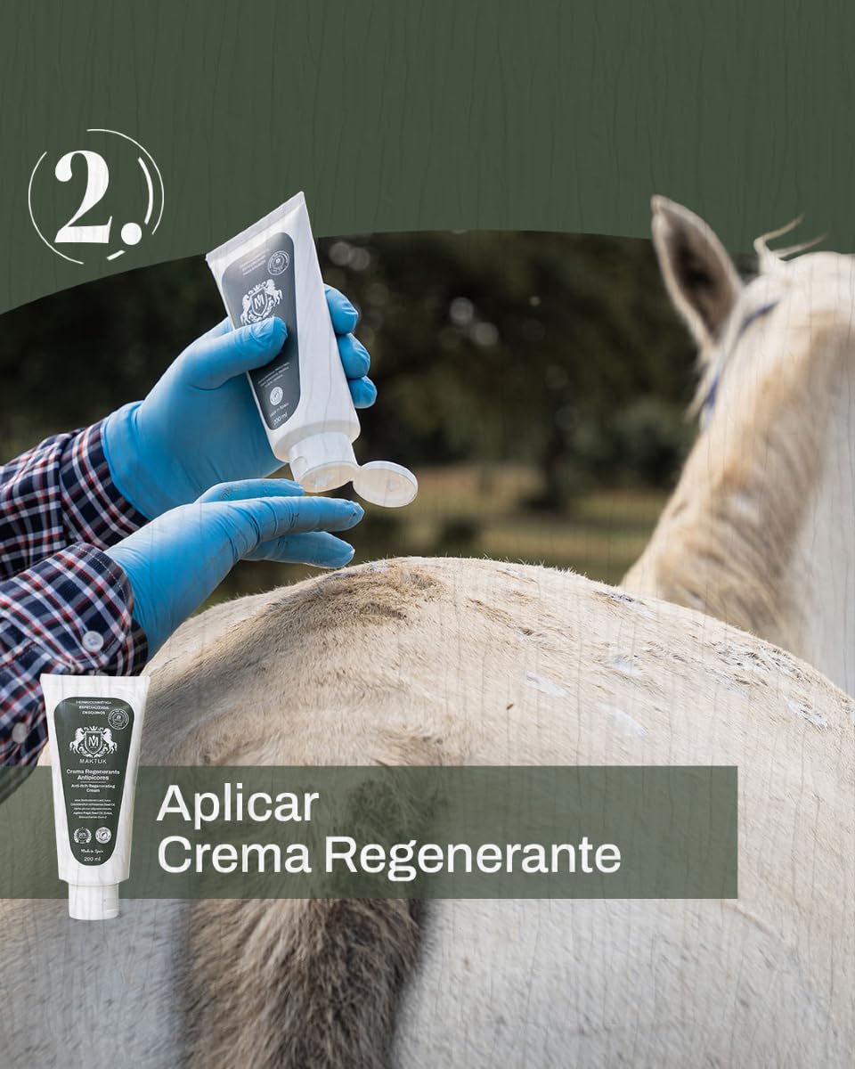 Crema Regenerante Antipicor para Caballos, Perros y Gatos MAKTUK Botanic Horses I 200 ml I. Ayuda a recuperar la Piel de tu Mascota y favorece el Crecimiento del Pelo