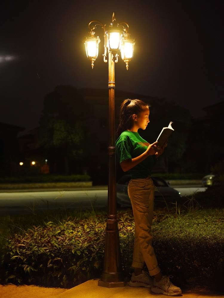 3 Light Outdoor Lantern, Retro Style, Antique Style, Aluminium, Brass, Height 260 cm, Brass_Height 260 cm