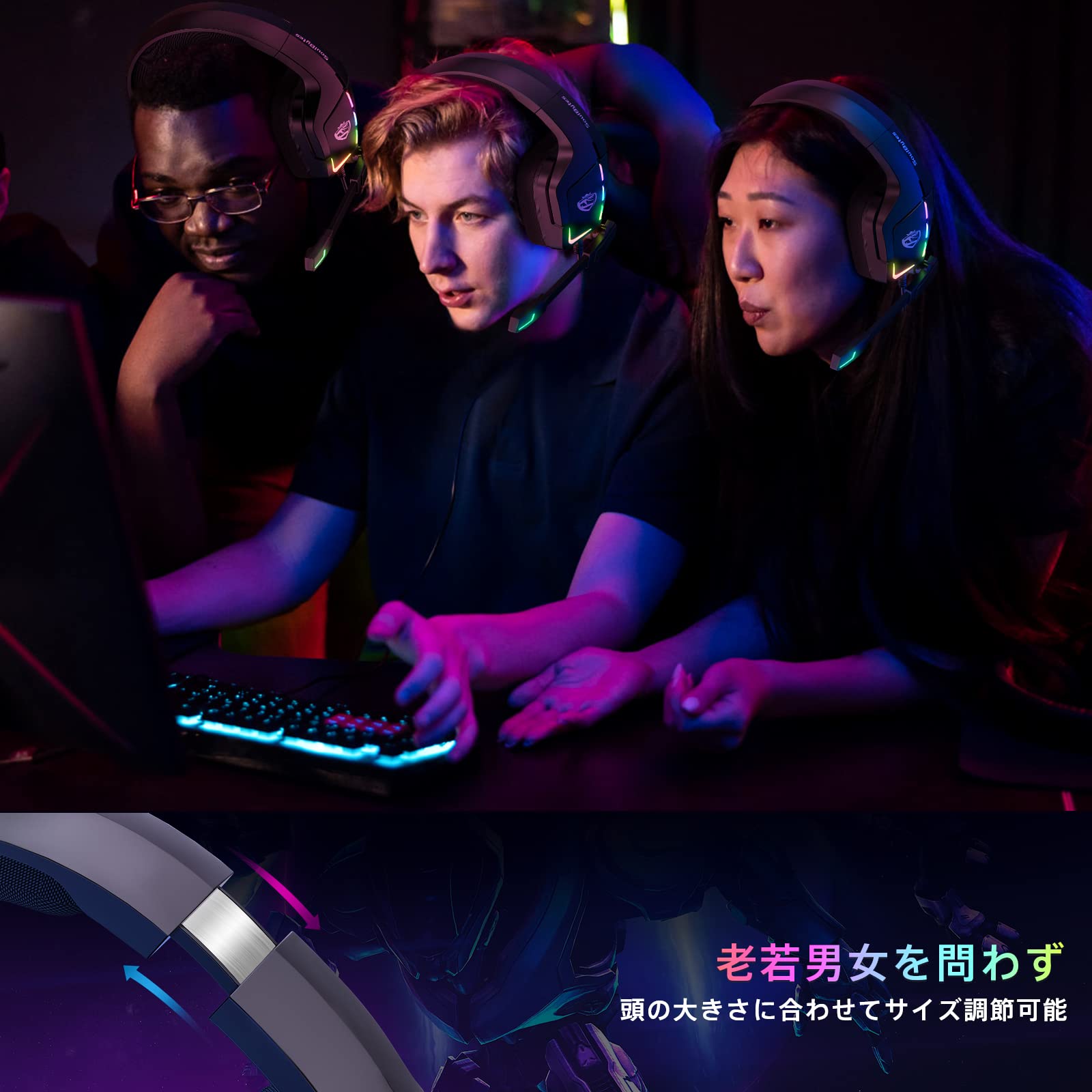 Amazon.co.jp: SoulBytes S12 ゲーミングヘッドセット PS4 ヘッド