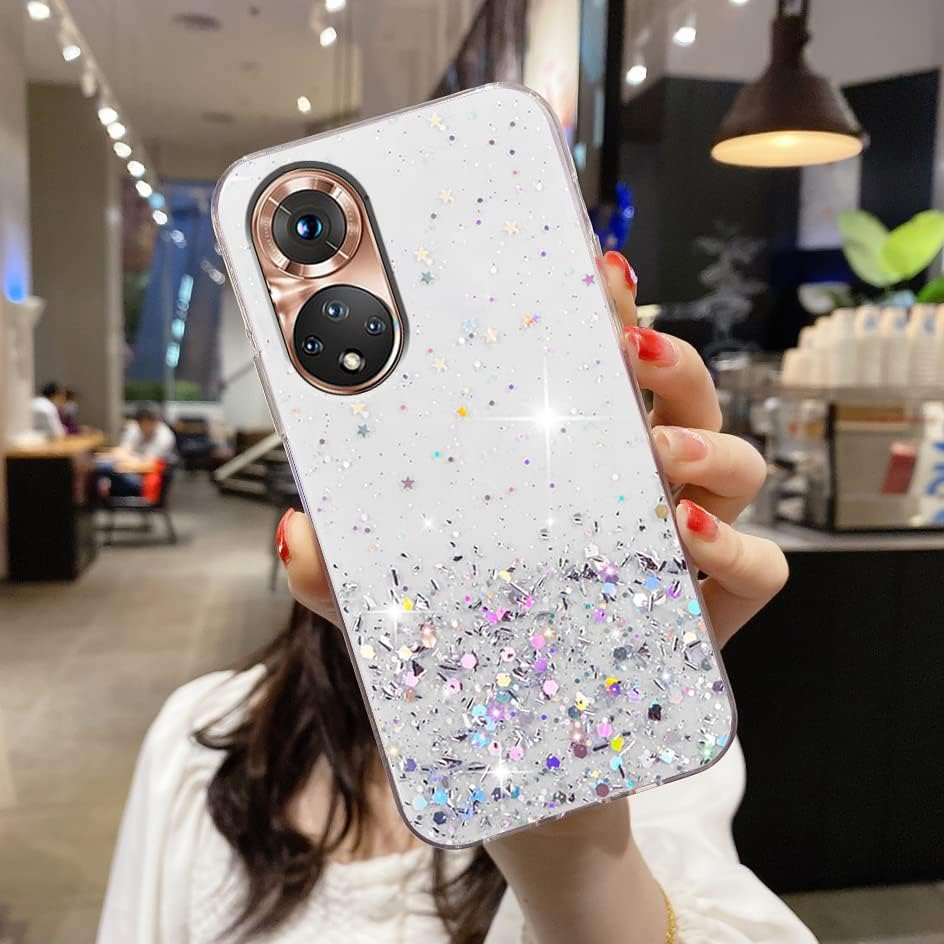 Miniatura 5 de Funda compatible con Huawei Nova 9 con purpurina verde transparente, para Huawei Nova 9, funda de silicona transparente de TPU suave, para mujeres y