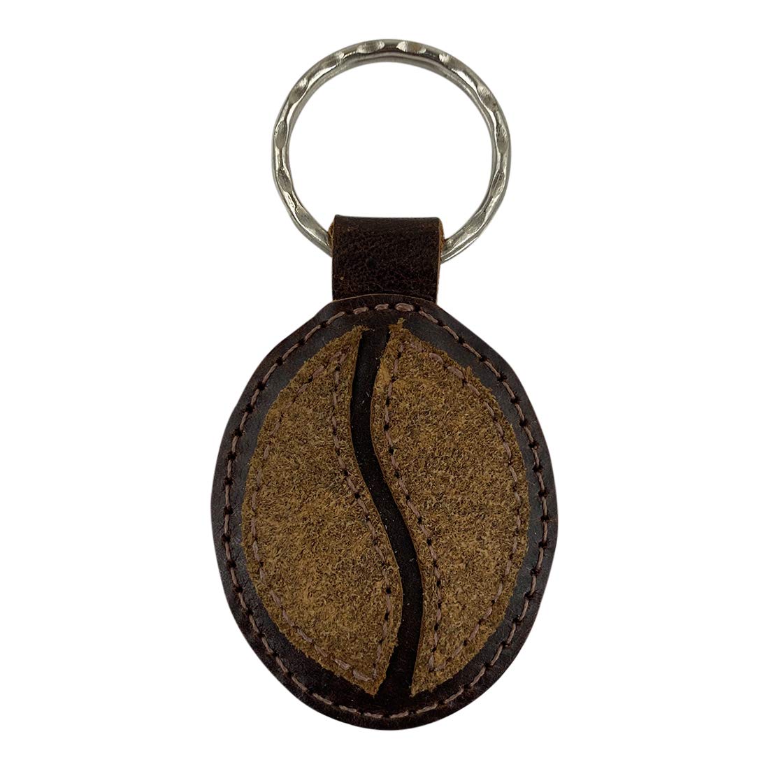 Hide & DrinkCoffee Bean Keychain Handmade from Full Grain Leather - Trendy, Stylish, Accessory with Keyring for Easy Attachment to Car or House Keys - Makes a Great Gift - Bourbon Brown, Bourbon