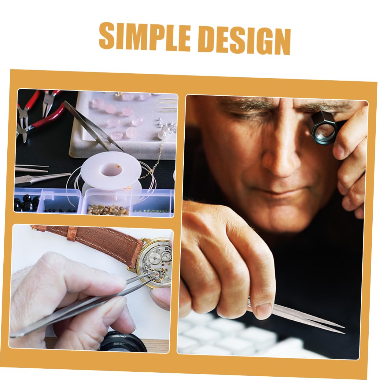 Gogogmee Precision Tweezers Heavy Duty Metal Stamp Tweezers for Rhinestones Jewelry Making