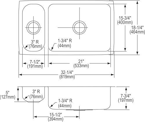 Miniatura 9 de Elkay ELUH3219DBG Lustertone - Fregadero de cocina de acero inoxidable de 32-14 pulgadas con estante para lavabo y colador de cesta, acero inoxidable