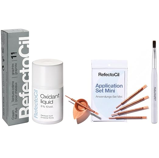RefectoCil Hair Tinting Kit Includes Cream Hair Dye + Liquid Oxidant 3% + Mixing Brush & Mixing Dish