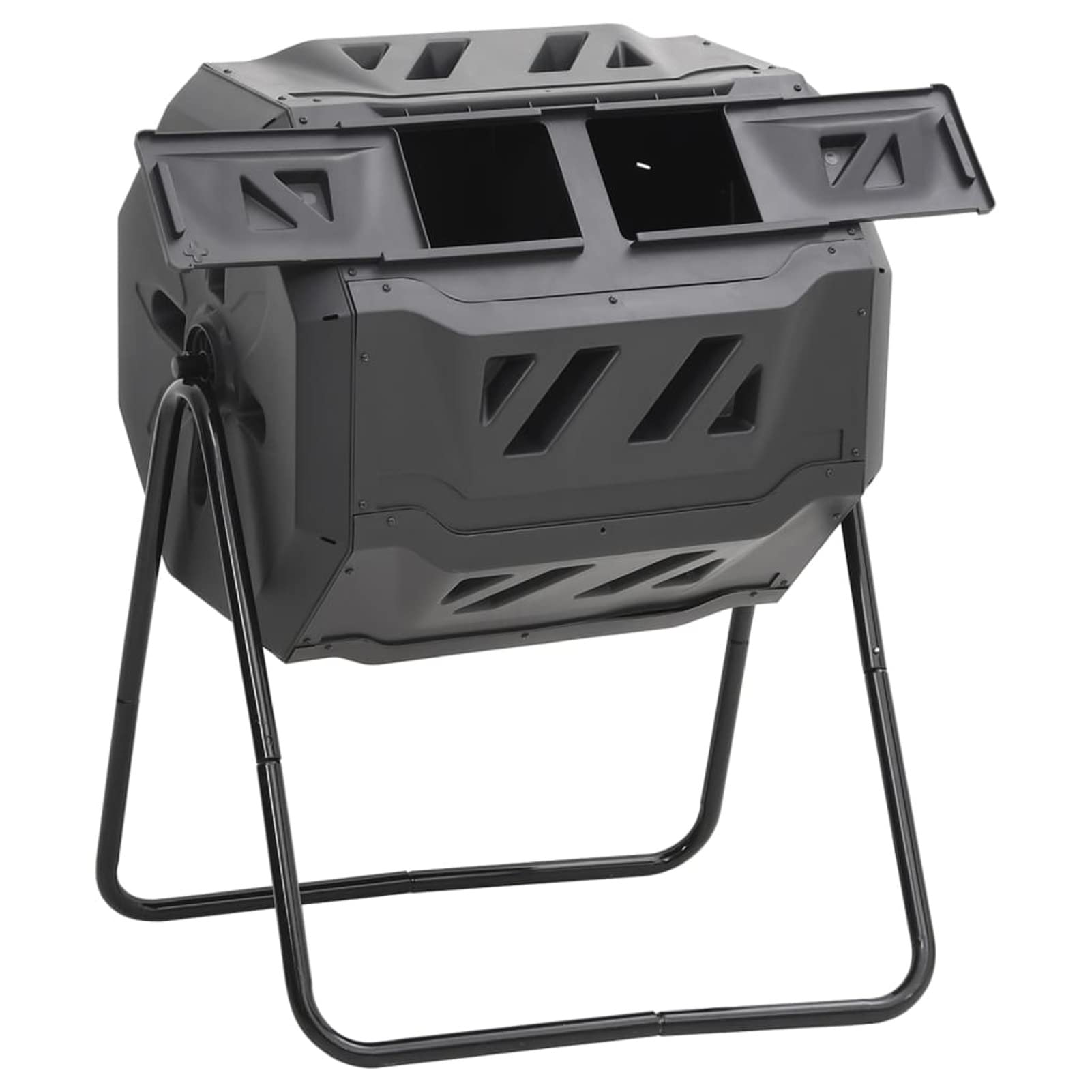 Contenedor de compostaje de jardín Negro 73x64x95 cm 160 L Compostador Capacidad de 300L Compostera Orgánica para Producción Abono de Jardín Exterior