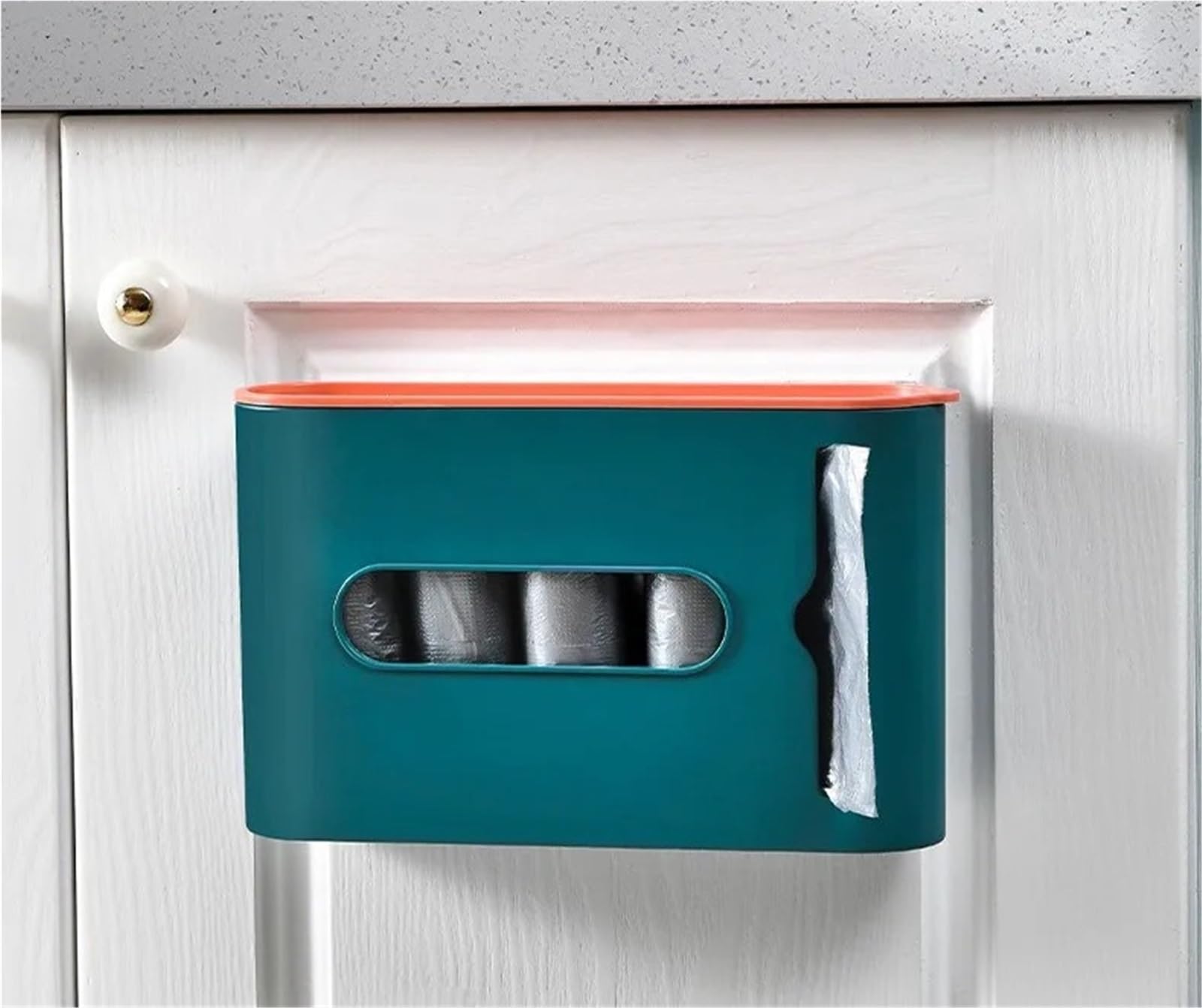 Caja de Almacenamiento Bolsas Basura no Perforada, dispensador plástico montado en la Pared, Caja for baño y Cocina, 2 uds