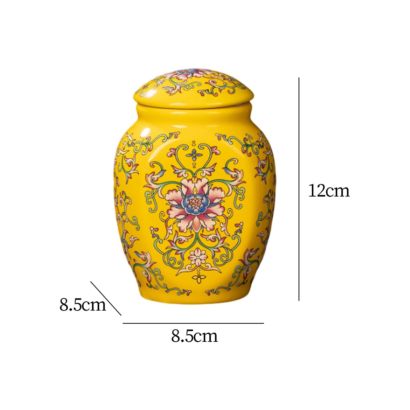Gazechimp Porcelain Ginger Jar Ceramic Vase Tea Storage Jar with Lid Collection Home Accent Piece Party Organizer Bedroom Weddings Elegant Handicraft, Yellow