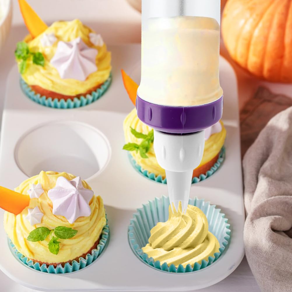 Dessert-Spritzen-Set, Zuckerguss-Spender, Cupcake-Einspritzdüse, 7 Spritztüllen, 3 Sahneschaber, Sahnespritze, Spritztüllen-Set für Kuchen, Kekse, Dekoration, 14 Stück