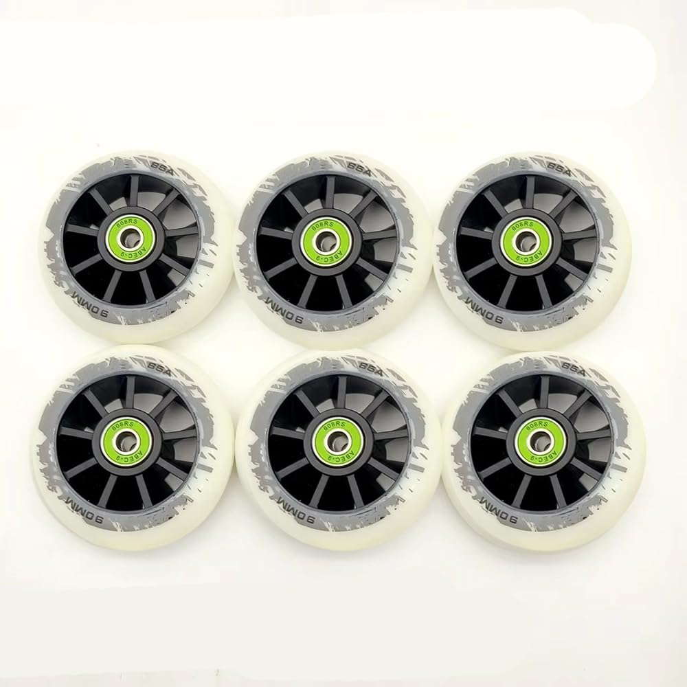 Paquete De 6 Ruedas para Patines En Línea, para Exteriores E Interiores, 85a, Ruedas De Repuesto para Zapatillas De Patinaje De Velocidad con Rodamientos Abec-11. White 110mm