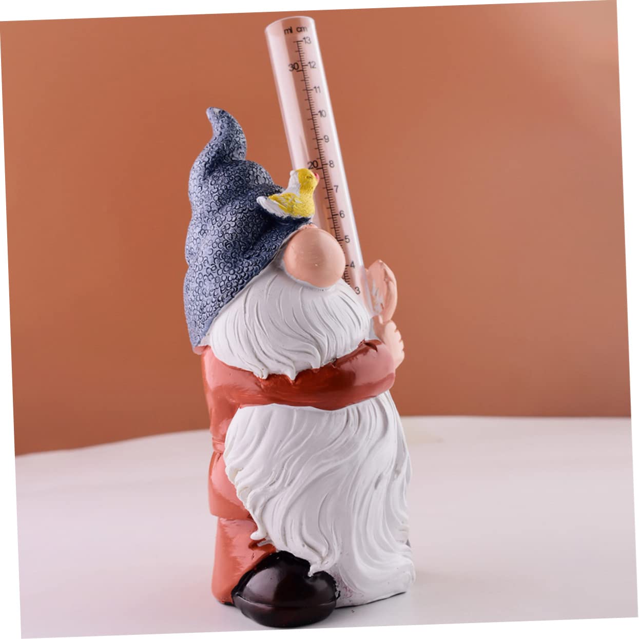 Sosoport Gnome Rain Gauge Figurine Resin Dwarf Doll for Garden Courtyard Villa Rain Measurement Tool Enhance Your Landscape Dec