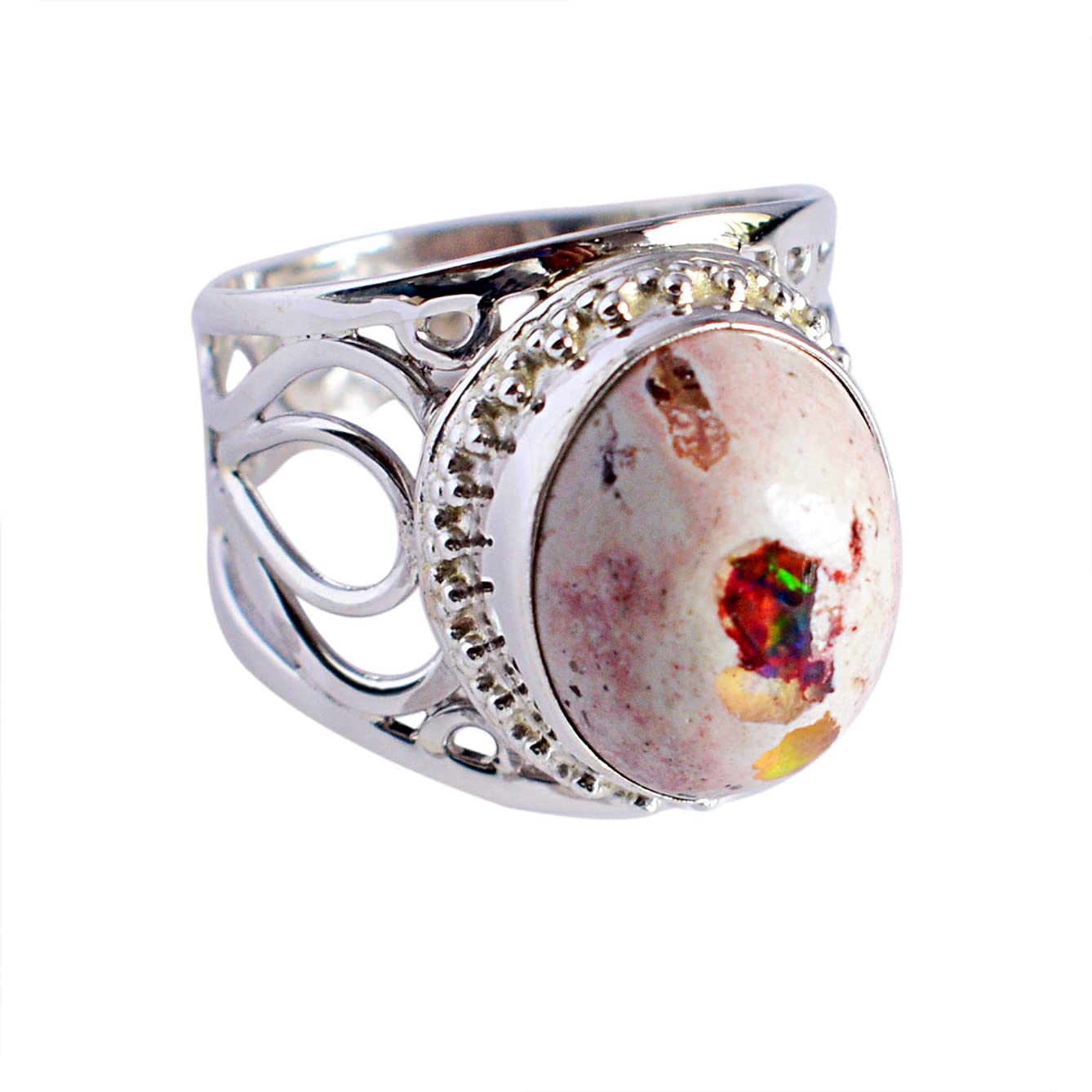 Ravishing ImpressionsPretty Looking Mexican Fire Opal Gemstone 925 Solid Sterling Silver Ring Handmade Jewelry For Women