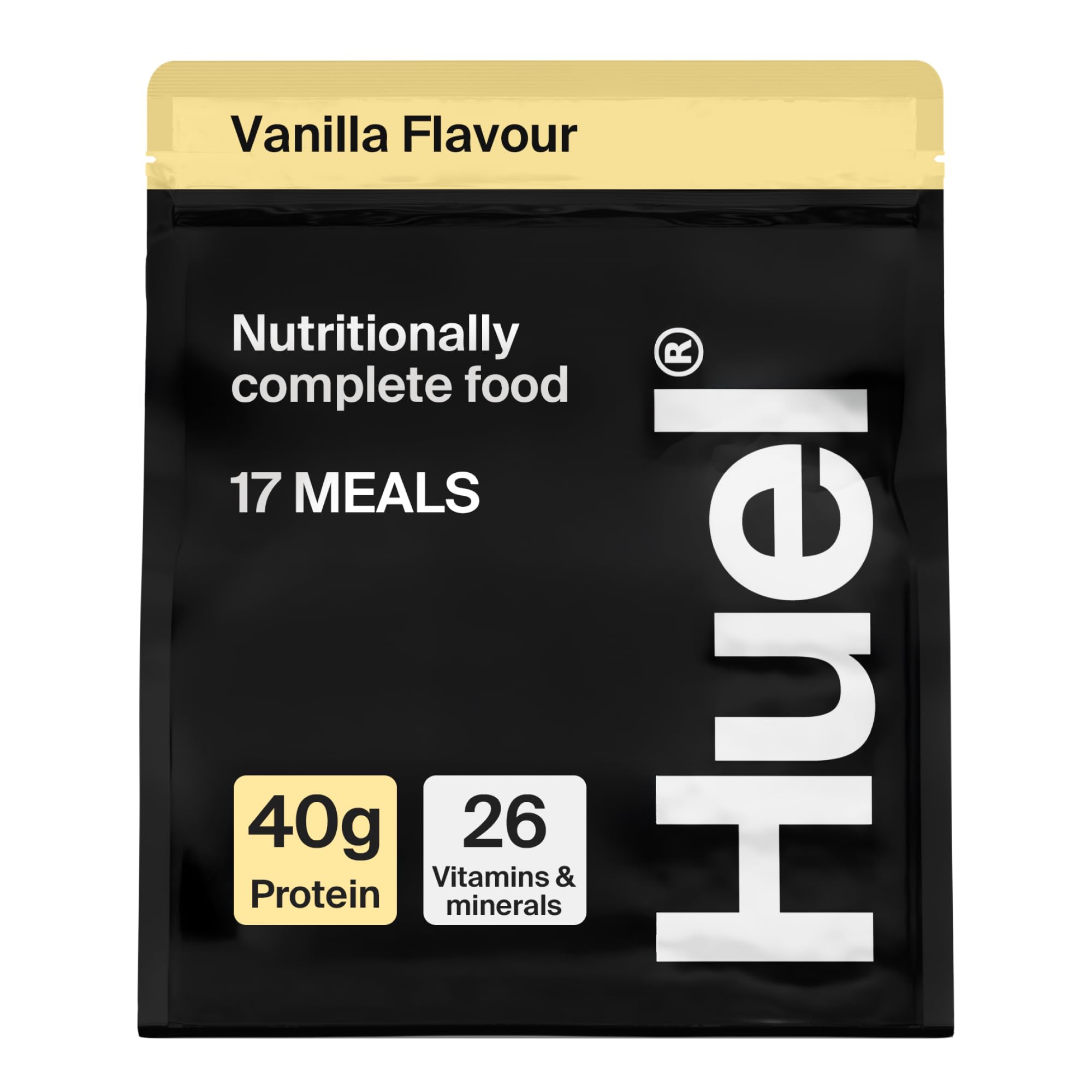 Huel Black Edition pasti e misurini ad alta proteina, vaniglia | 17 pasti/bustina - 40 g di proteine, ricco di vitamine, minerali e fibre, senza glutine