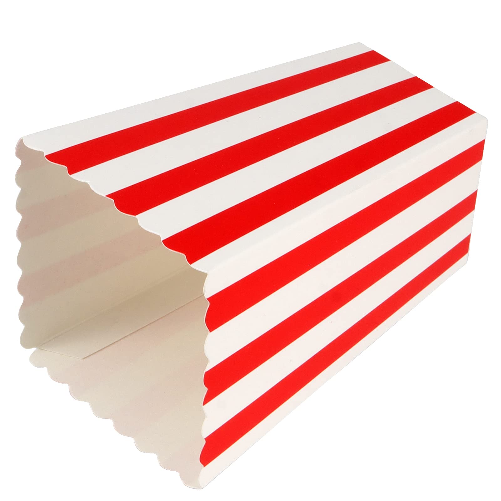 SEUNMUK 120 boîtes de pop-corn en papier rayé, 280 g/m², mini sacs de pop-corn en carton, petites boîtes de bonbons en papier, pour les soirées cinéma, les fêtes, les mariages, rouge et blanc.