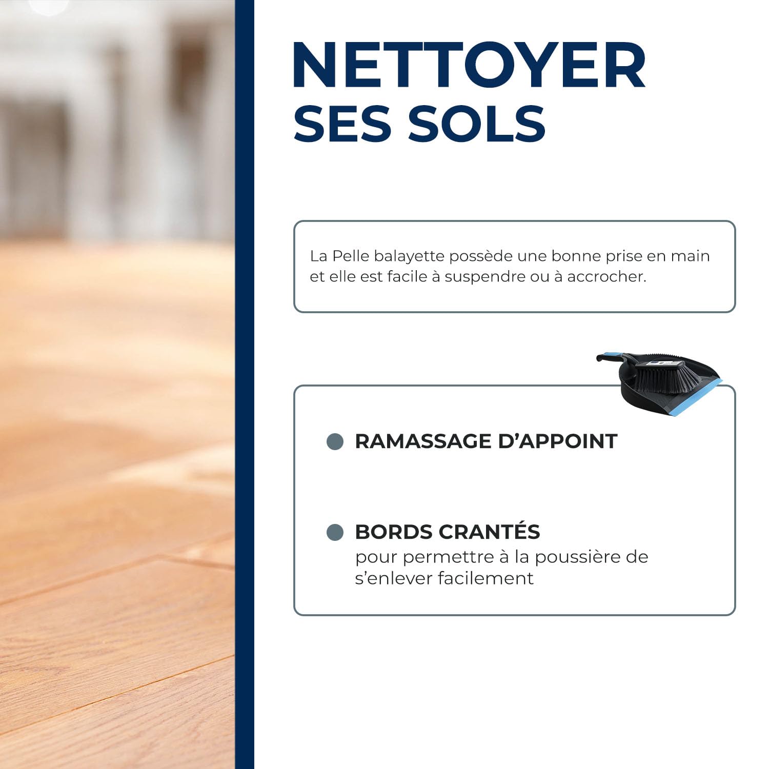 STARWAX combiné Pelle-balayette 33cm Bords crantés Fibres fleurées