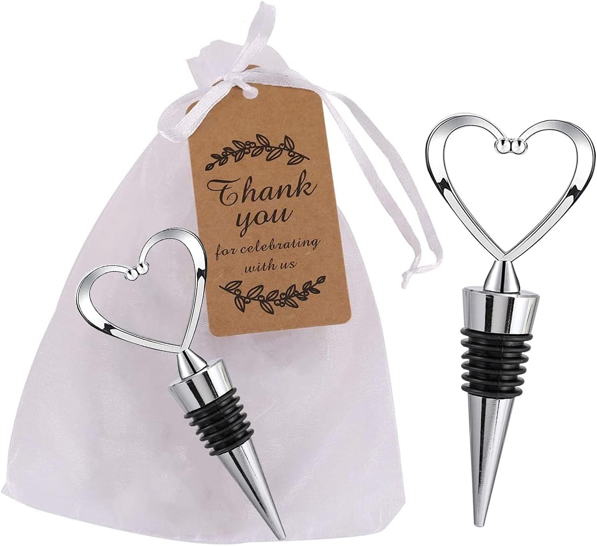 24PCS Wedding Anniversary Wine Stoppers for Wine Bottles,Heart Wine Cork Plug for Wife Bridal Shower Souvenirs Party Decor Birthday Holiday Party Gifts for Guest (Bronze Heart,24)