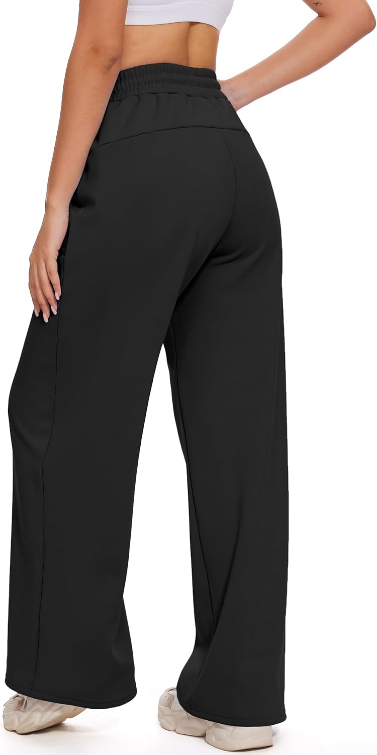 M MOTEEPI Womens Fleece Wide Leg Sweatpants Baggy High Waisted Winter Sweats Pants Straight Legs Athletic Pants with Pockets - Image 2