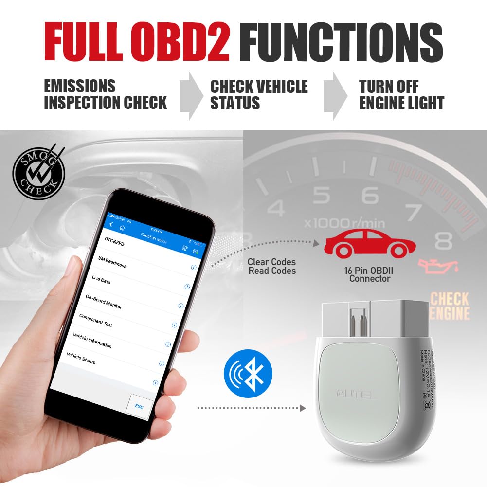 Autel MaxiAP AP200 Dispositivo Bluetooth OBD2 Funciones Reset Aceite EPB (Frenos) BMS (Batería) SAS (Dirección) TPMS (Presión) DPF (Filtro) IMMO (Antirrobo) para Tablet o Smartphone iOS y Android