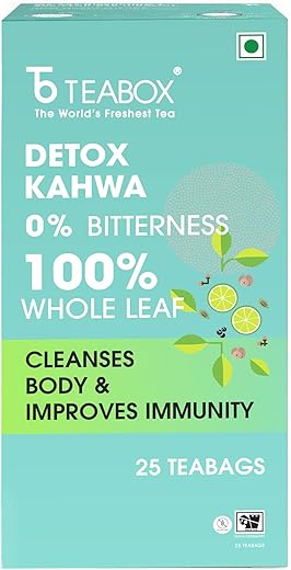 Teabox Detox Kahwa Herbal Tea | 25 Biodegradable Teabags | 8 Natural Ingredients | Supports Body Detox & Healthy Digestion