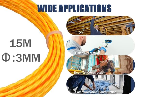 Electrical Fish Tape 15m | 3.0 mm Wire Fish Tape Wire Puller | Wire Snake for Running Wire through Wall | Retractable Cable Pulling Tools with 2 Guide Springs | Wire Feeder by DZDSBB - Image 6