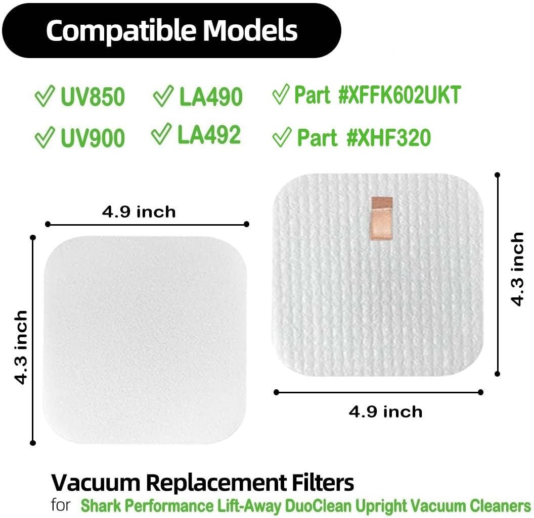 UV850 UV900 LA490 LA492 Filter Replacement for Shark Performance Lift-Away DuoClean Upright Vacuum Cleaners Part # XFFK602UKT Foam & Felt Filter Set for Pet Hair, Dirt, Dust - Image 3