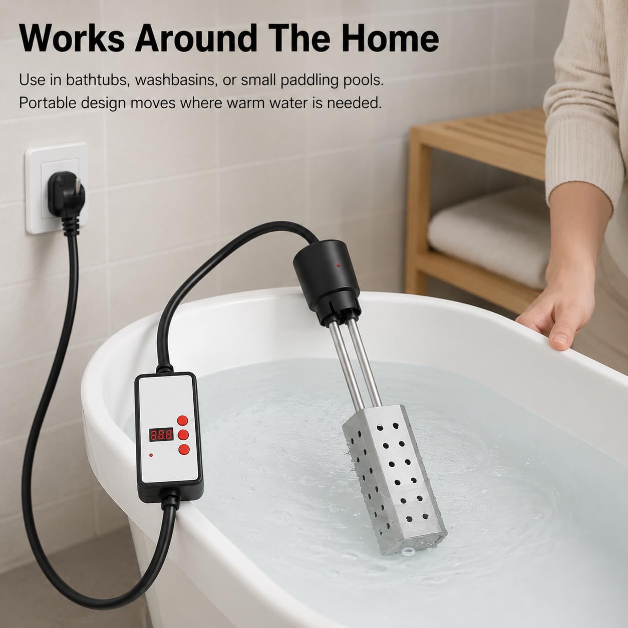Thermoplongeur électrique thermostatique, 2500 W, contrôleur numérique