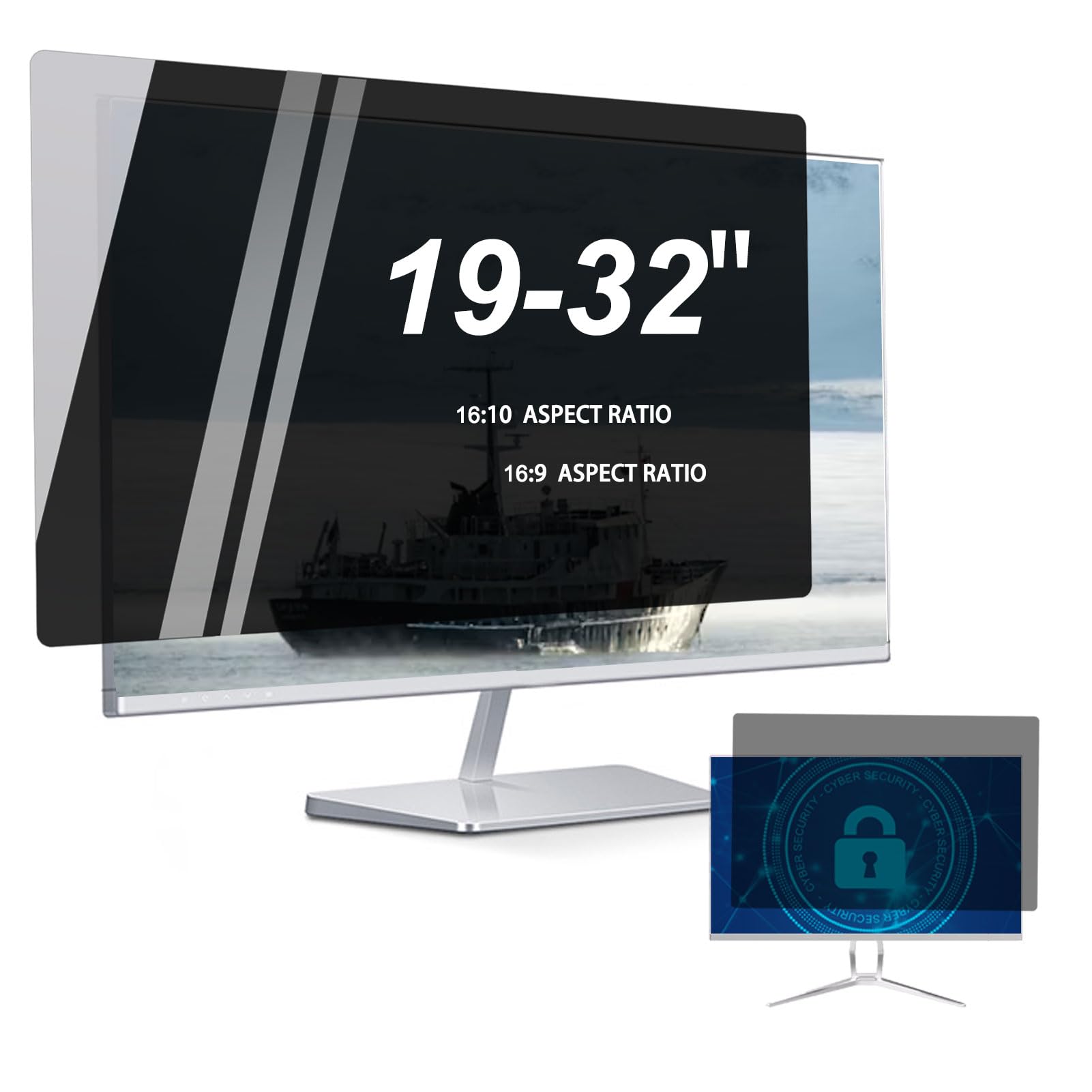 TBLOTYD Computer Privacy Screen Aspect Ratio Widescreen Monitor, Anti Blue Light-Anti Glare-Anti-Spy-Suitable for The Office-Conference Room, Security Shield Filter,