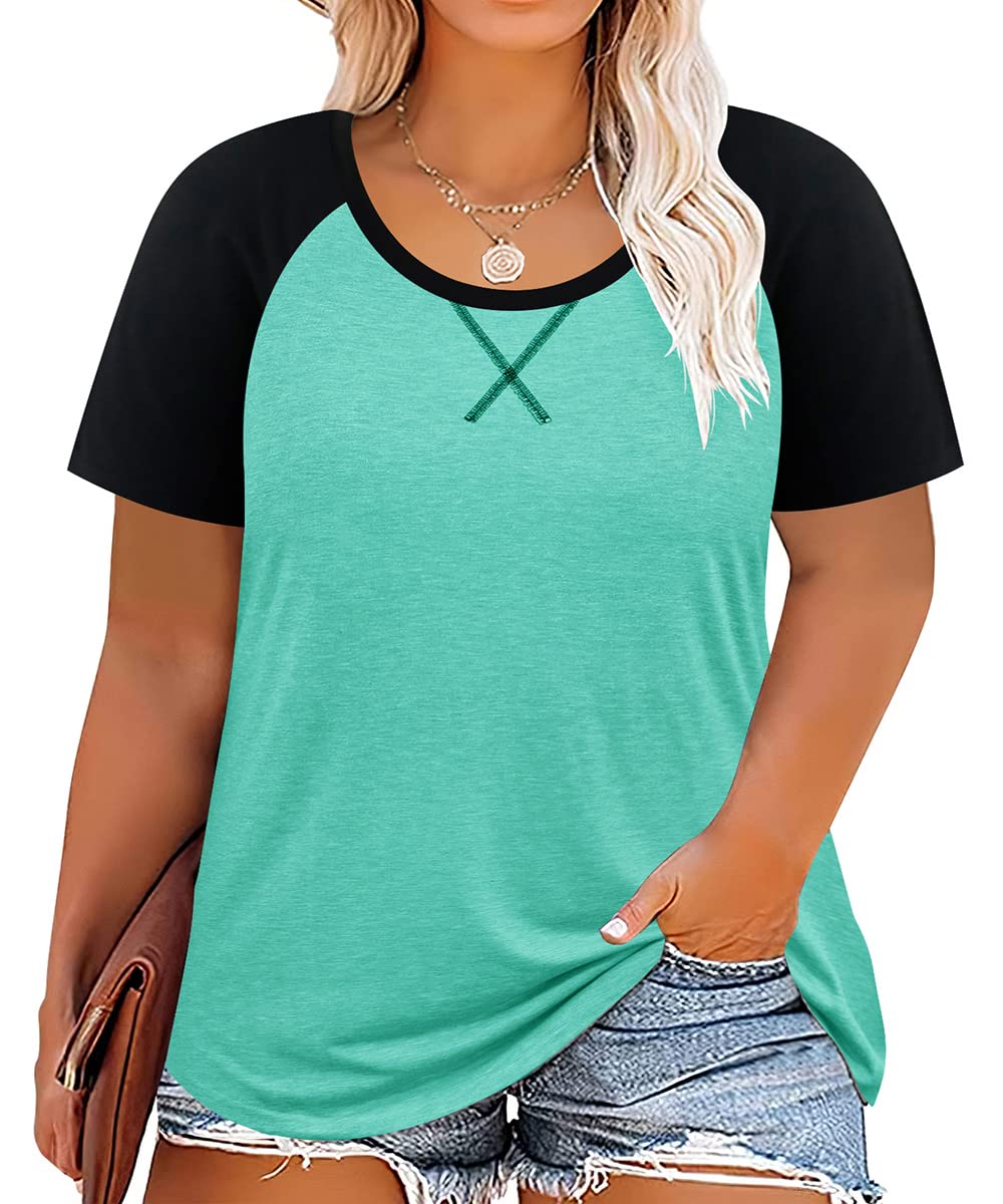 CARCOS Plus Size Women's Short Sleeve Top - Rayon/Spandex, Crewneck, Heart/Leopard/Flower Prints, Sizes XL-5XL