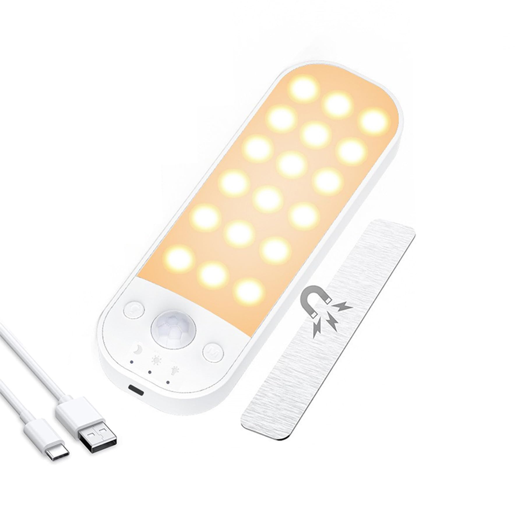 AIPOTEC Rechargeable Night Lights, 36LED Motion Sensor Light with 3 Light Color (Warm&White), Dimmable Wardrobe Lights for Cupboard, Stair, Cabinet, Bedroom, Kitchen, Hallway (1 Pack)