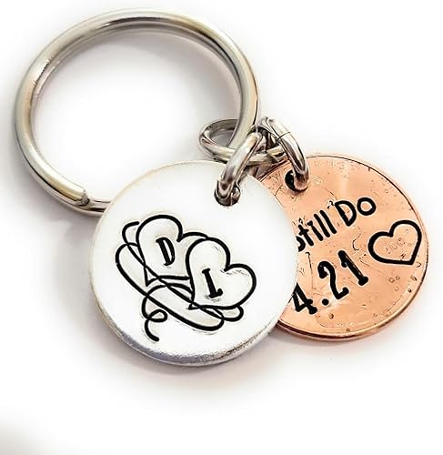 Miniatura 8 de Llavero personalizado de aniversario de boda con texto en inglés "I Still Do" para hombres y mujeres, regalo para marido y mujer, plateado