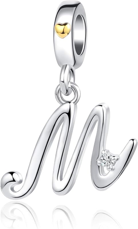 Abalorio de letra inicial de plata A-Z compatible con pulseras de abalorios Pandora para joyería de mujer