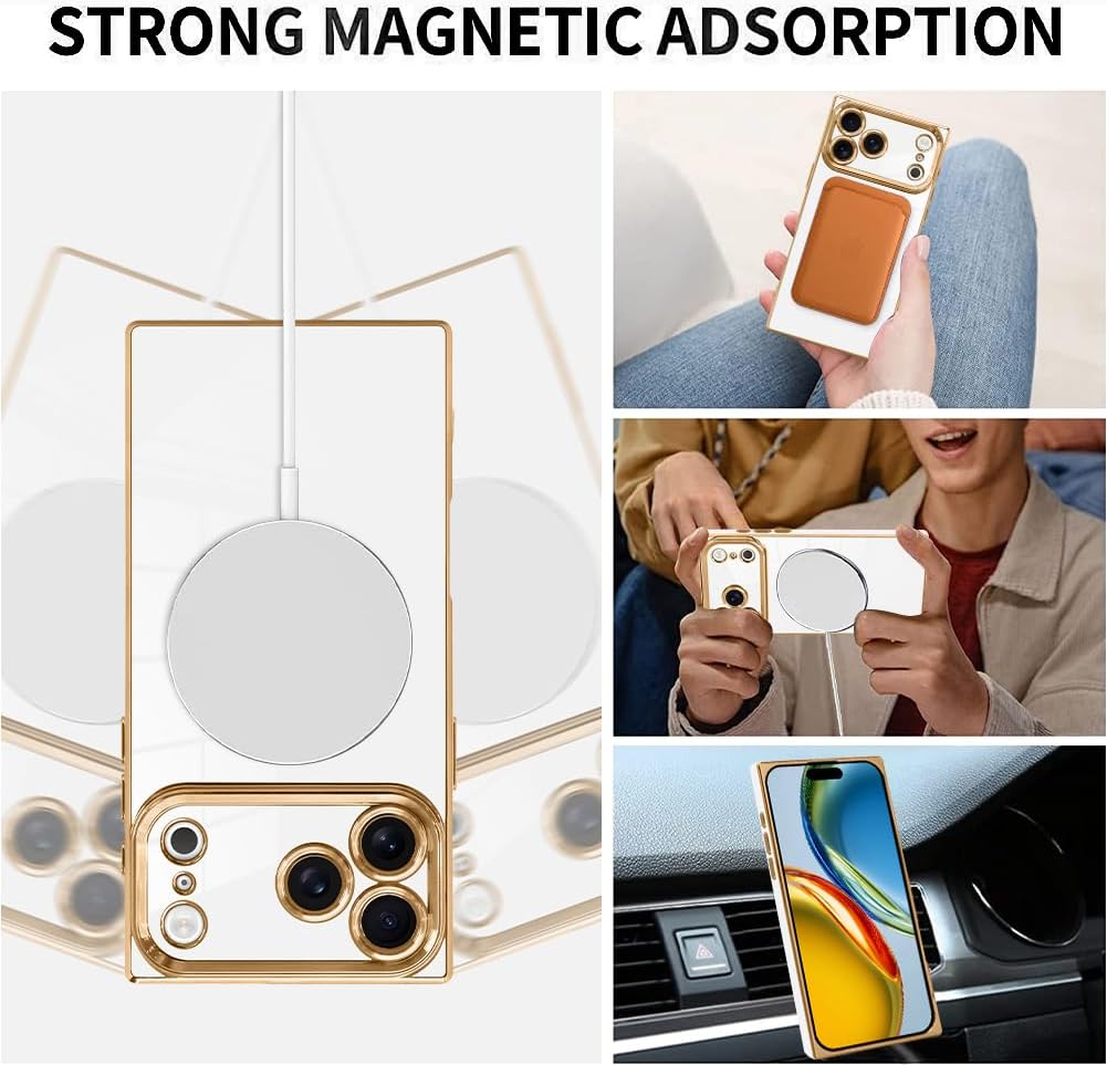 LSL Designed Case for iPhone 17 Pro Max [Compatible with MagSafe] Soft TPU Bumper Anti-Drop Anti-Scratch Shock Absorption Protective Slim Luxury Plating Magnetic Cover for Women Girls Men - White - Image 2