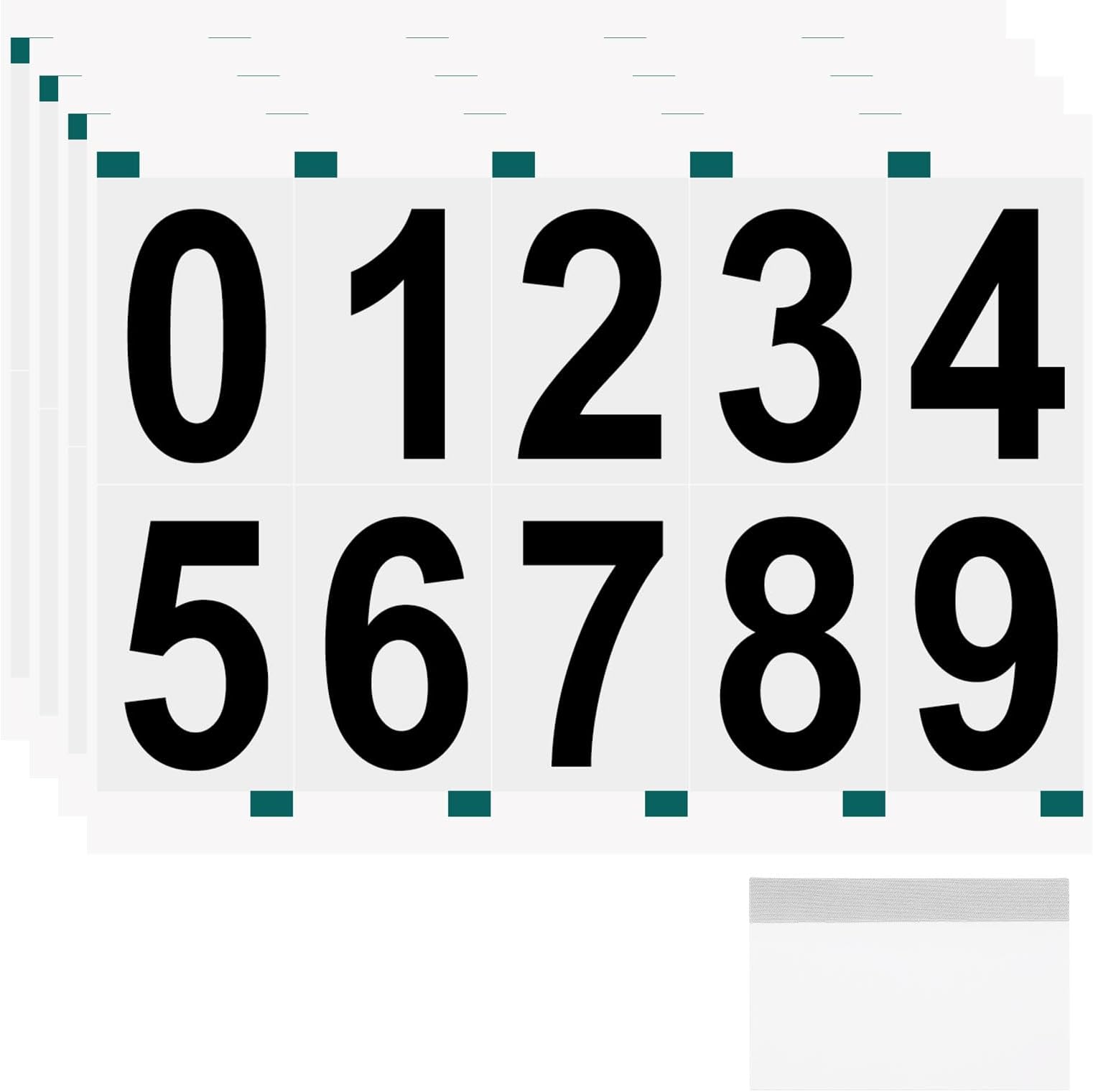 sourcing map 4 Sheets/40 Pcs Reflective Mailbox Numbers for Outside, 2 Inch 0-9 Vinyl Self-Adhesive Numbers Stickers Waterproof House Sticker with Scraper for Signs Doors Address, Black