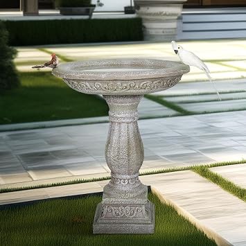 SKYFIRE 20Dia.X 23.8Tall Outdoor Birdbath with Pedestal - Modern Garden Birdbaths Outdoor Decor for Bird Spa & Birdfeeder, Floor Bird Baths for Garden Patio, Yard, Lawn