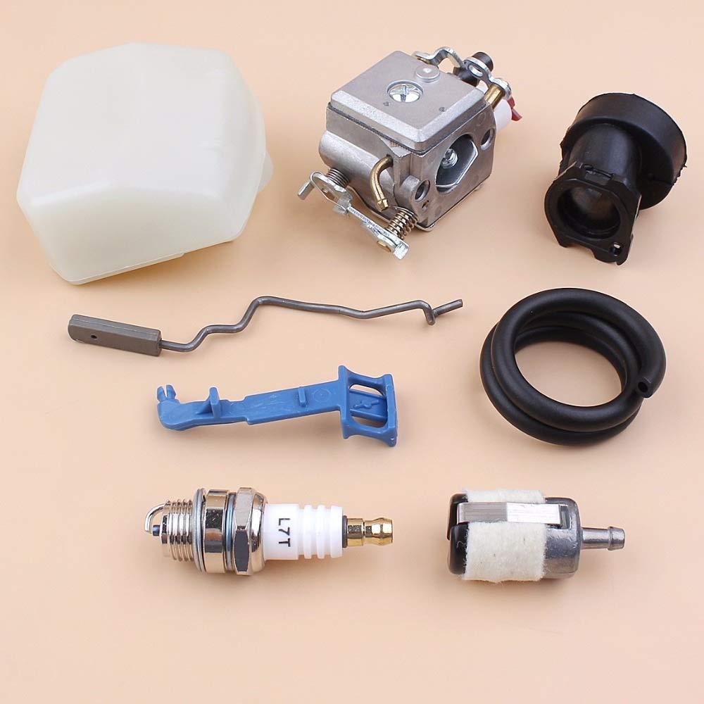 Tiempo Beixi Carburador Filtro de Aire de admisión del Acelerador Choke Varilla Manguera de Combustible Compatible con Husqvarna 340 345 350 346XP Motosierra Motor Motor Parts