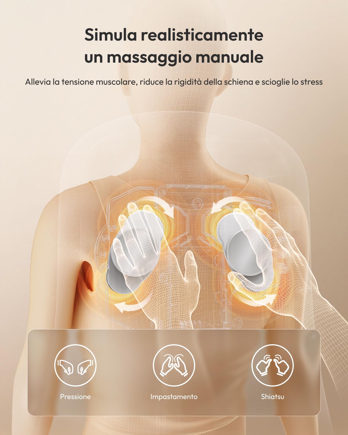 Massaggiatore Schiena, Sedia Massaggiante con Calore, Cuscino Massaggiante a Vibrazione, Poltrona Massaggiante con 3 Livelli Intensità, Massaggio Schiena per Corpo a Casa, Massage Chair