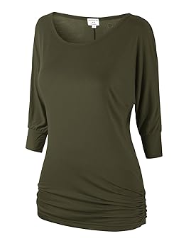 Match Women's 3/4 Sleeve Drape Top with Side Shirring(140
