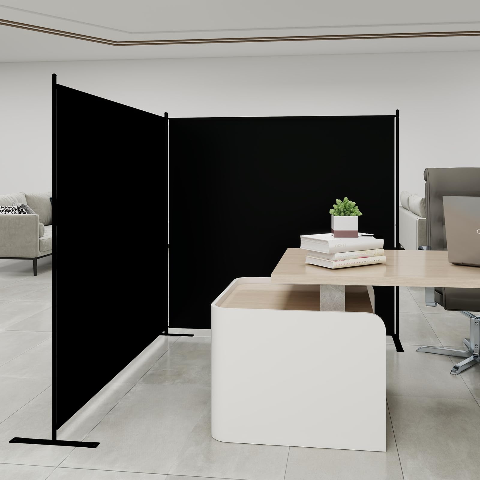 T&Jero 2-Panel Faltbarer Raumteiler, Tragbarer Sichtschutz Für Zuhause Und Büro, Freistehende Raumtrennwand Für Schlafzimmer, Wohnzimmer, Studio, 360cm Breit X 180cm Hoch, Schwarz