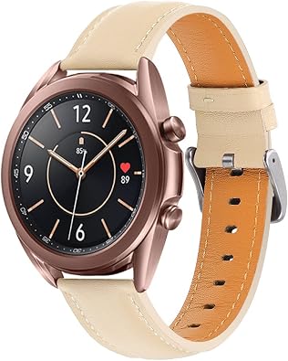 Genuine Leather Bands Compatible with Galaxy Watch 3 41mm/45mm,Woman Man 20mm/22mm Wristband Quick Release Strap for Galaxy Watch 42mm/Watch 4 Classic/Watch 46mm Smartwatch