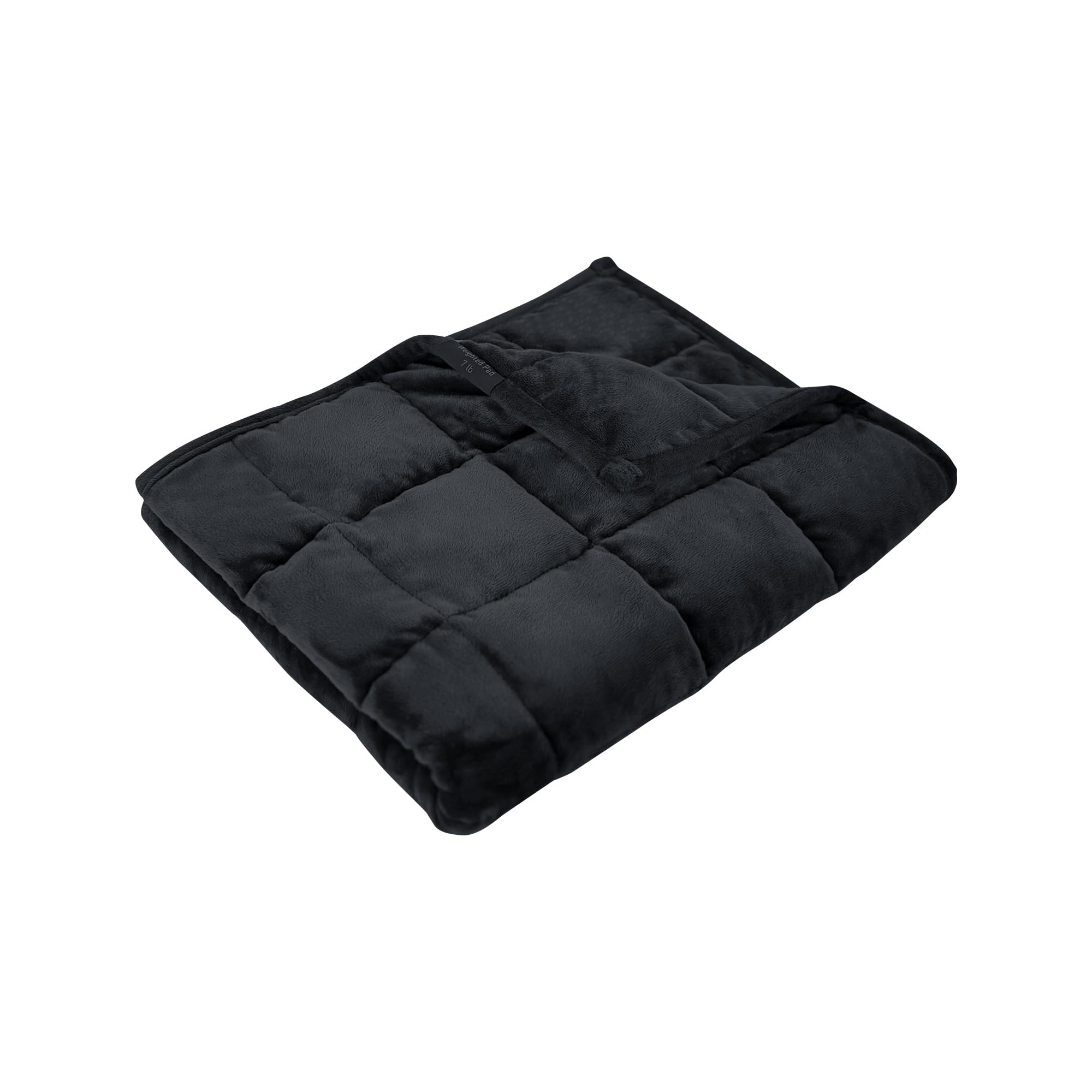 LaSyL Weighted Lap Pad 7lb for Calming & Relaxing, Flannel Fleece Small Weighted Lap Blanket for Adult, Machine Washable Black 29x24 Inches