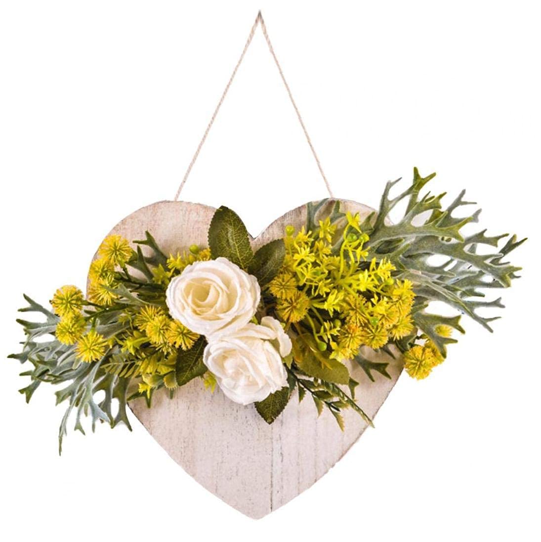 Porta Ghirlanda A Parete Fiore Ghirlanda Artificiale Decor Cuore In Legno Per Pareti Soggiorno Casale.-Style2