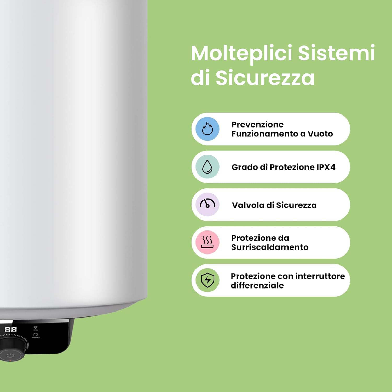 COMFEE' D50-15EFG Scaldabagno Elettrico Murale ad Accumolo 50 L – Sopra lavello ad accumulo — compatto facile da installare