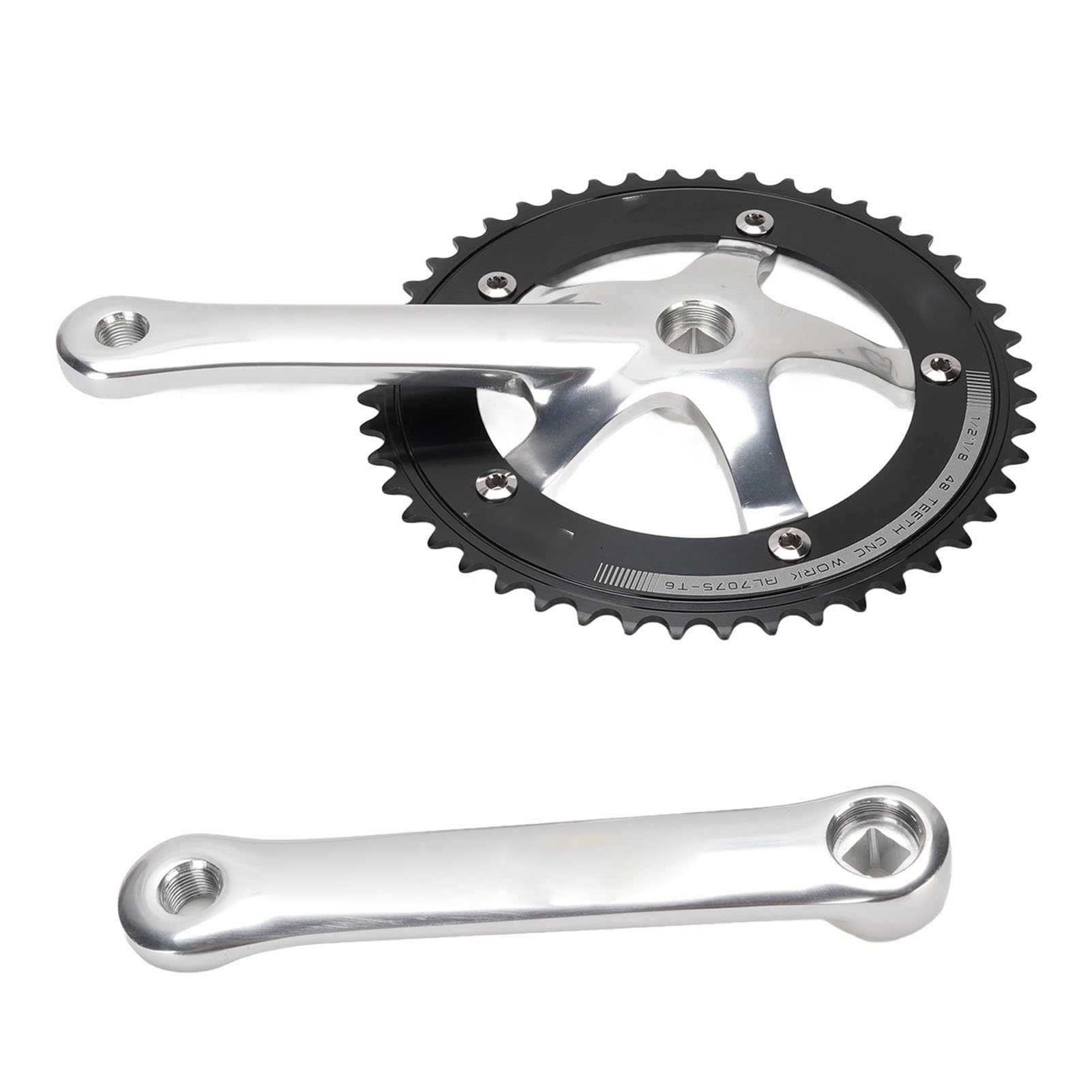 Yinhing Korba Rowerowa ze Stopu Aluminium 48T Jednobiegowa Korba Zestaw Ramion Korby do Rowerów z Ostrym Przełożeniem Srebrny i