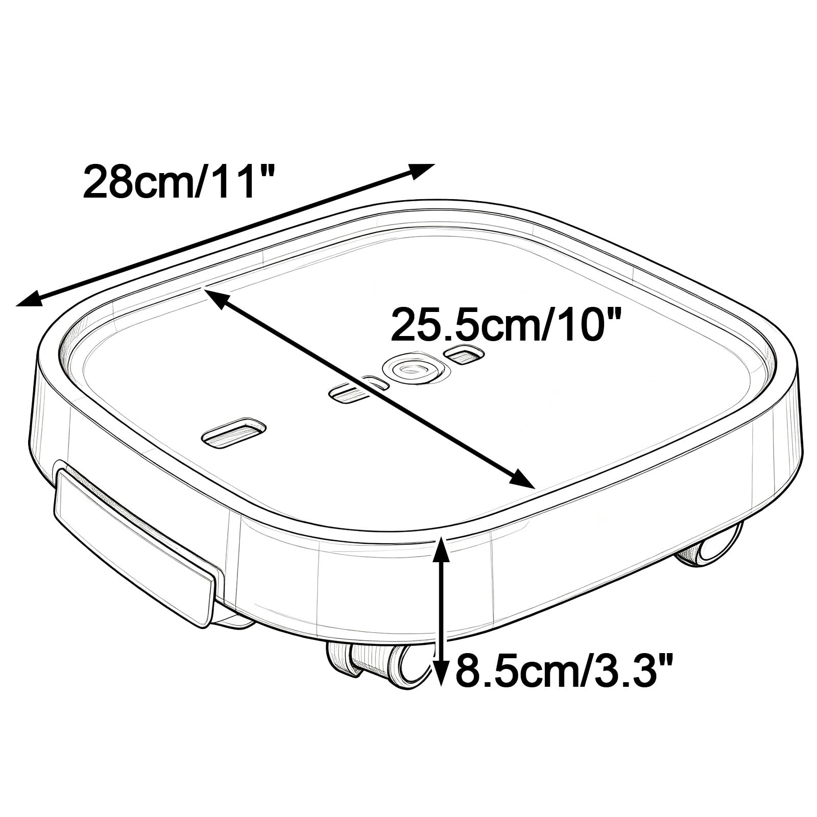 Carrello Portavasi con Ruote, Vassoio di Irrigazione con Cassetto | Carrello per Piante con Ruote Girevoli a 360° Portata 100kg per Giardino, Terrazzo(White,28x8.5cm/11x3.3in)