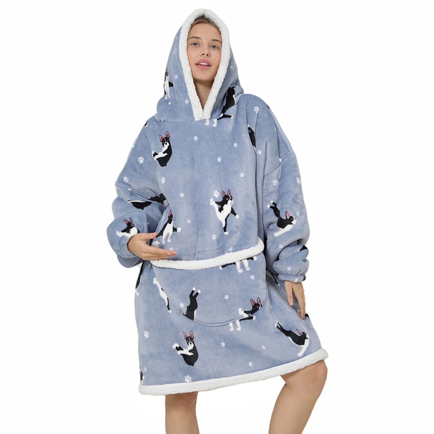 ARKIM Oversized Blanket Hoodie Super Soft Blanket Hoodie Warm Comfortable TV Blanket with Pocket For Women Adults Couple (Puppy)